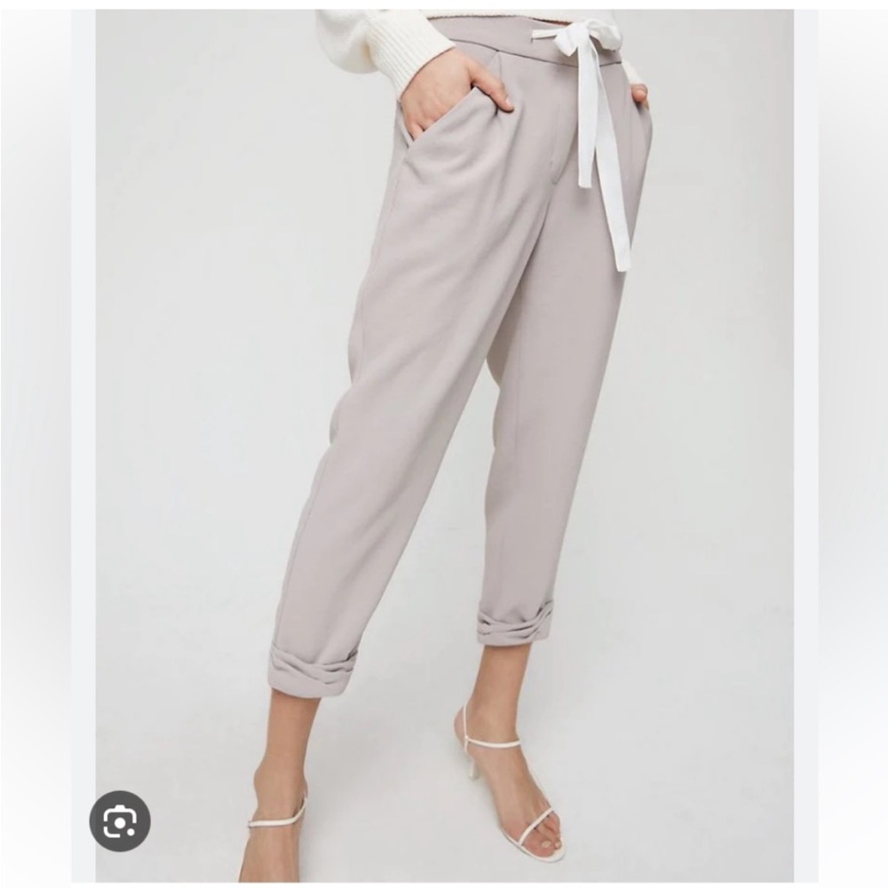 Aritzia Wilfred Linen Allant Tie Front Trouser Pant Grey Size 2 - Picture 5 of 16